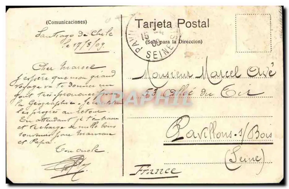 Monumento Montt-Varas — Santiago — Verlag Adolfo Conrads, Nr. 558 - Rückseite
