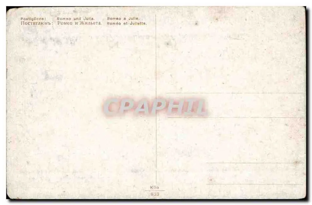 Romeu e Julieta — cena de jardim — editor Klio, n°833 - Verso