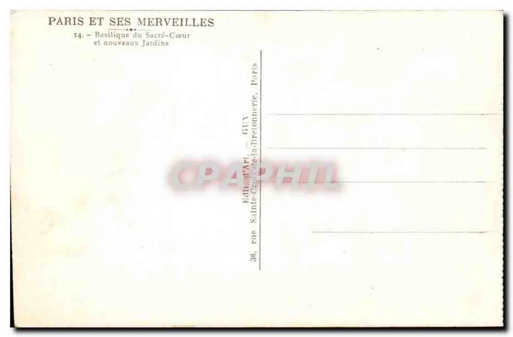 Basilika des Heiligen Herzens — Paris — Edition GITY - Rückseite