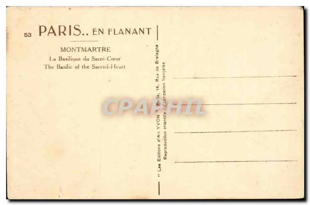 Montmartre — Die Basilika des Heiligen Herzens — Éditions d'Art YVON - Rückseite