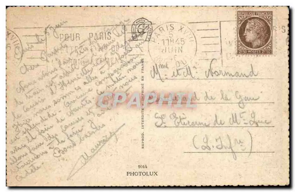 Paris - A Madeleine — vista do frontão e das colunas — Photolux, n°1014 - Verso