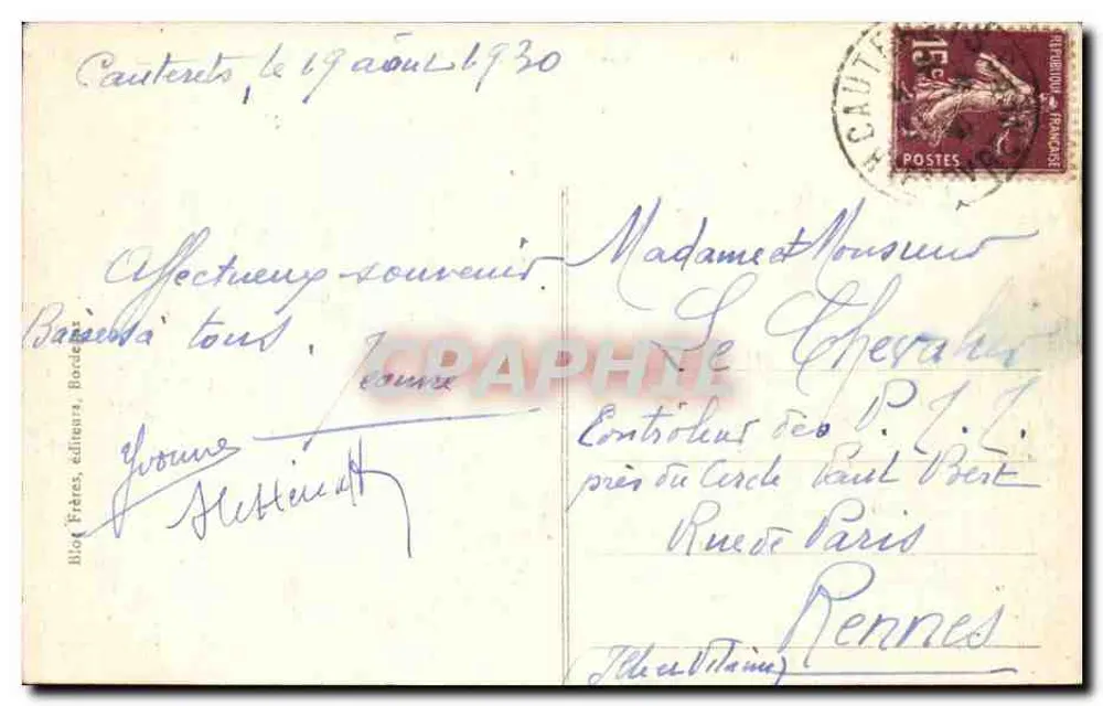 Ao redor de CAUTERETS - A Vale de Lutour - BR. - 86 - Verso