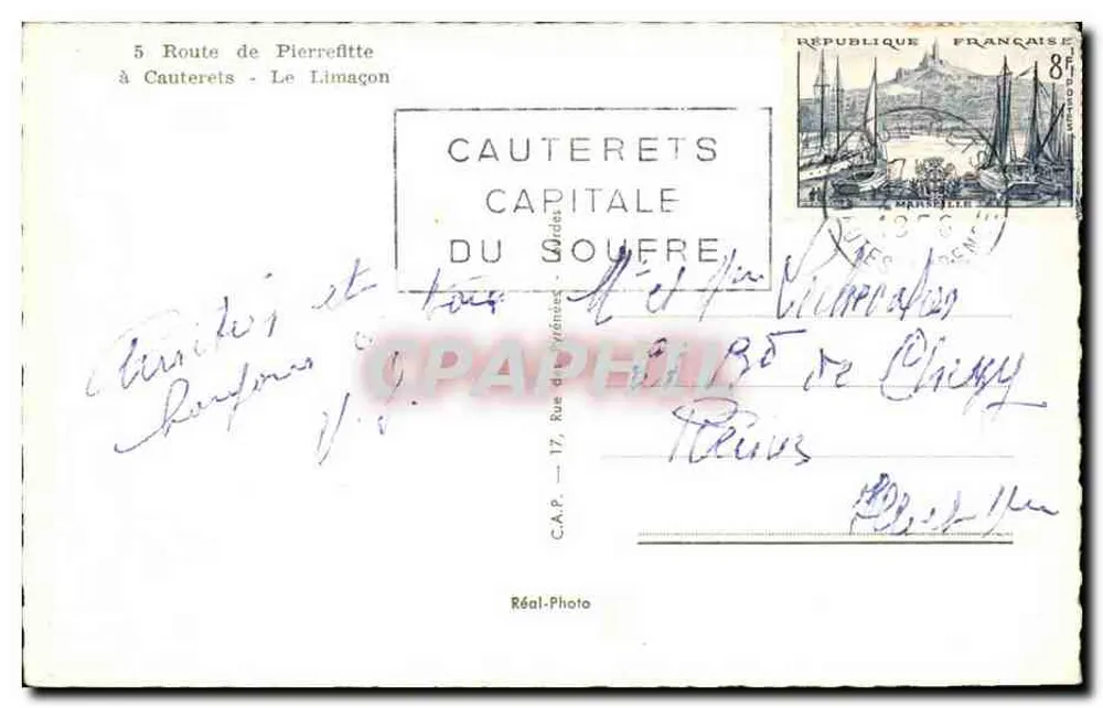 Estrada de Pierrefitte a Cauterets - O Limagon — C.A.P. Réal-Photo - Verso
