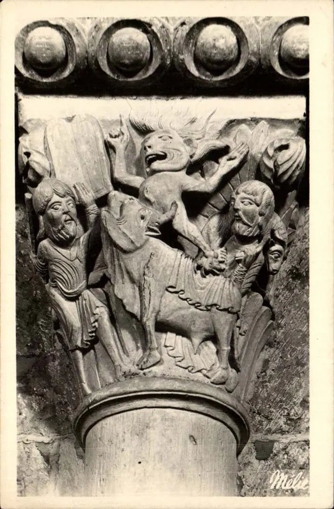 Basilika von Vézelay — Kapitell: Das Goldene Kalb — Mélis - Vorderseite