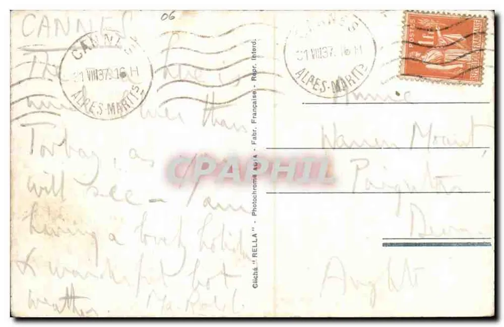 A Corniche d'Or - Rochas do Trayas — editor Rella, n° 2105 - Verso
