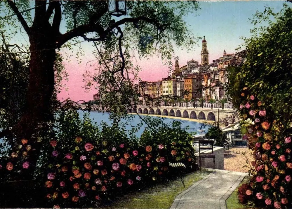 Menton — Die Altstadt durch die Olivenbäume — Verlag Lévy & Neurdein Réunis - Vorderseite