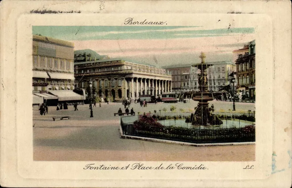 Fontäne und Place de la Comédie — Bordeaux — Verlag L.L. - Vorderseite