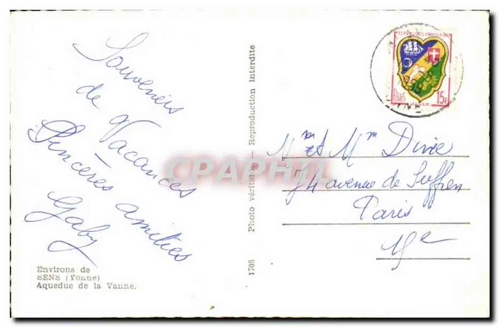Aqueduto da Vanne — Sens (Yonne) — Foto veterinária 1708 - Verso