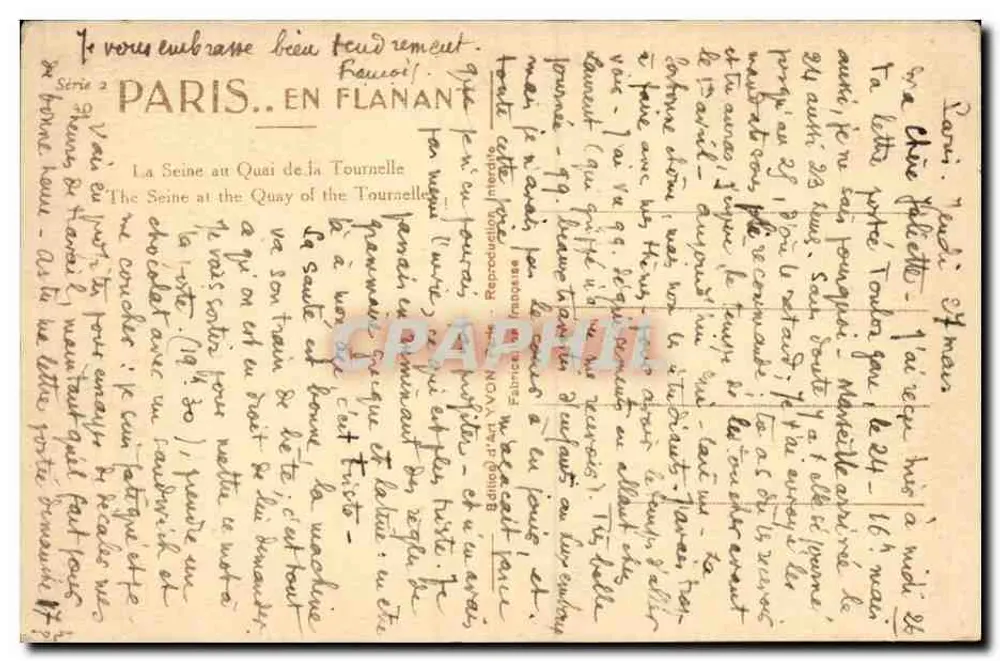 Notre-Dame de Paris — Ansicht von der Seine am Quai de la Tournelle — Yvon, Serie 2 - Rückseite