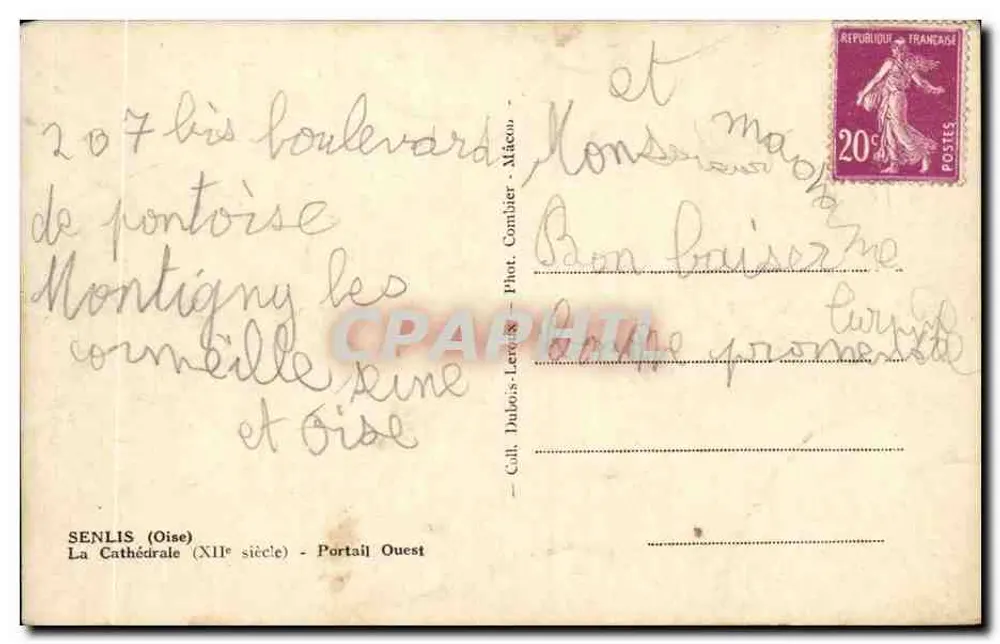 Senlis — La Catedral (siglo XII) — Portal Oeste — Cull. Dubois-Leroy & Phot. Combier - Reverso