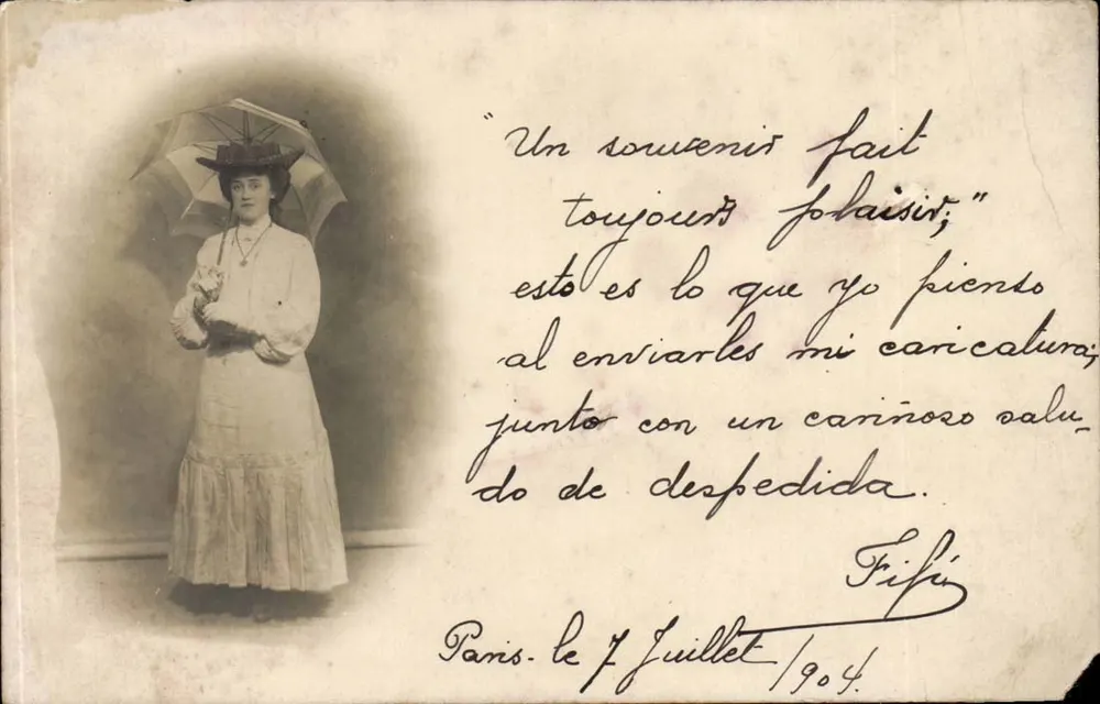 Mulher com guarda-chuva — Paris — Union Postale Universelle, n° 28, B4 Poissonnière - Frente