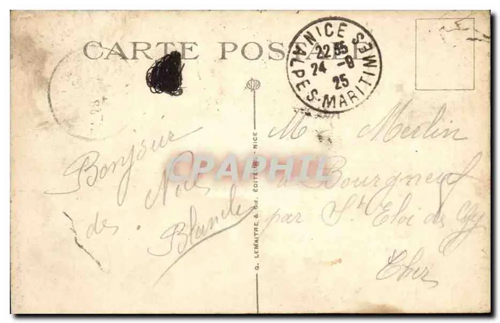 NICE — O Quai dos Estados Unidos — G. Lemaître & Cie, editor n°73 - Verso