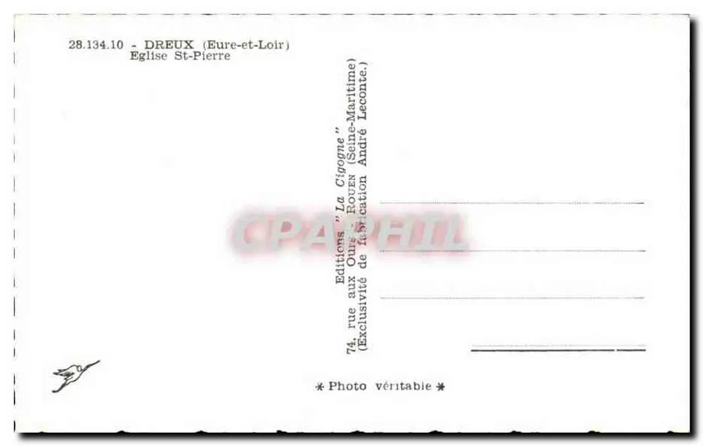 Dreux — Igreja de São Pedro — Éditions La Cigogne - Verso