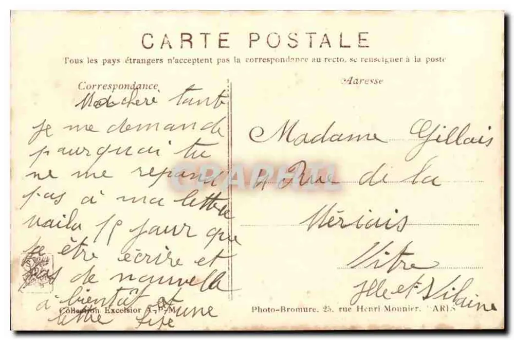 Joana d'Arc — estátua — Foto-Bromure, 25 rue Henri Mounier, Paris - Verso