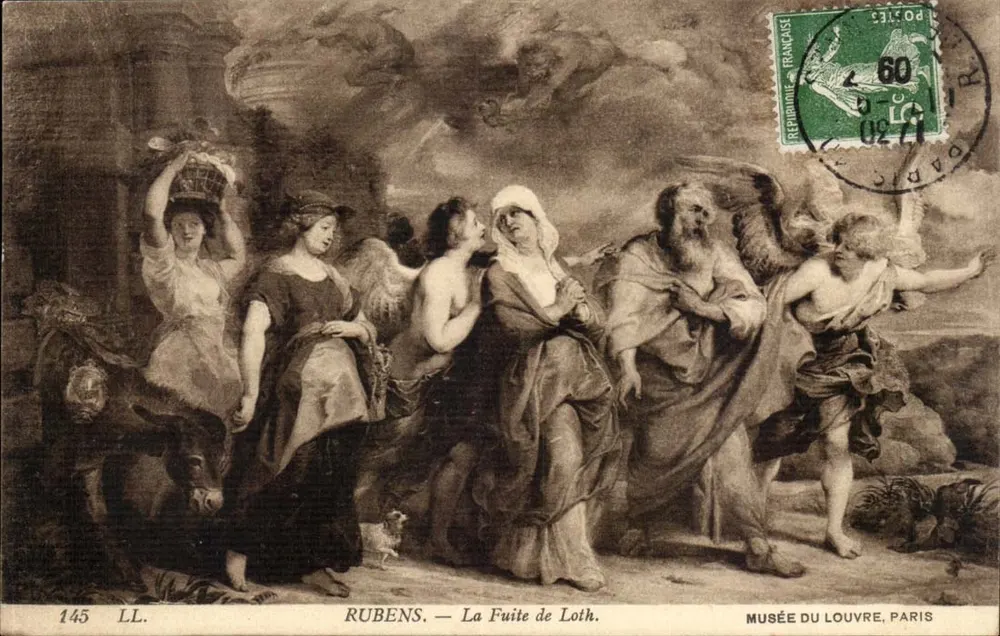 A Fuga de Loth — Rubens — Museu do Louvre, Paris — n° 145 LL. - Frente