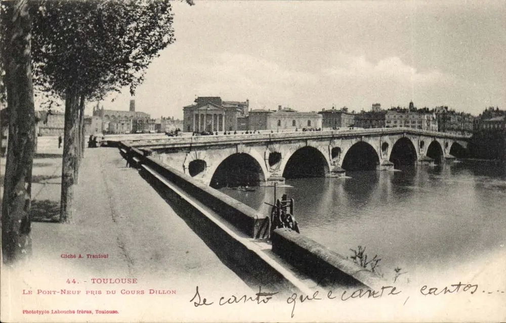 Der Pont-Neuf in Toulouse — aufgenommen vom Cours Dillon — Phototypie Labouche frères, Toulouse - Vorderseite