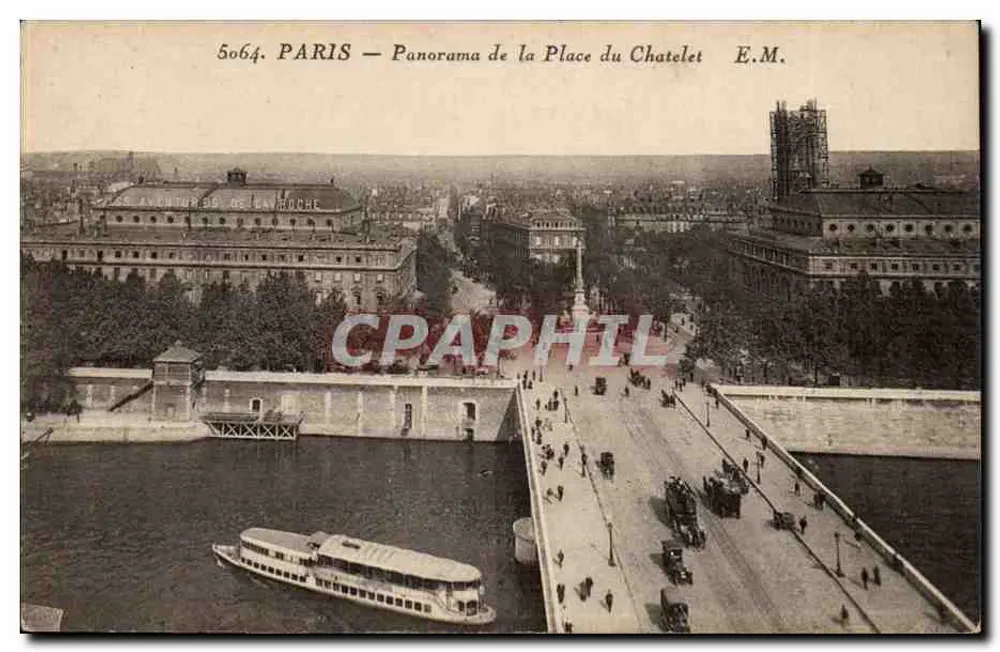 PARIS — Panorama der Place du Chatelet — E.M. n°5064 - Vorderseite