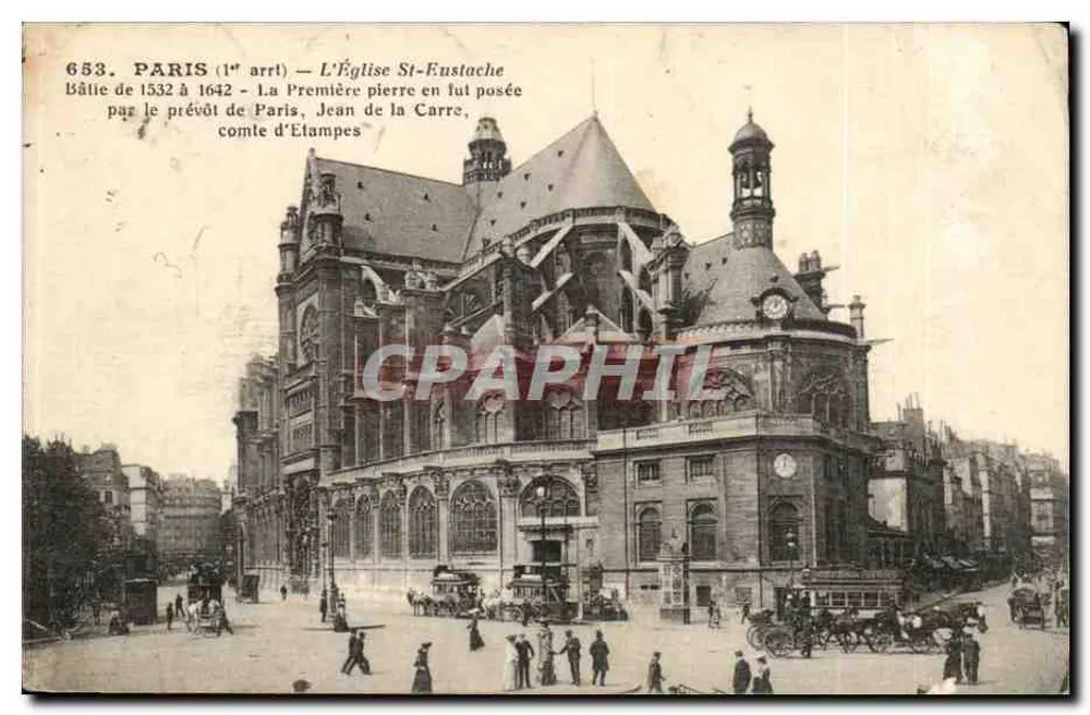 Paris (1er arrondissement) — A Igreja de São Eustáquio — Editor não visível, n° 653 - Frente