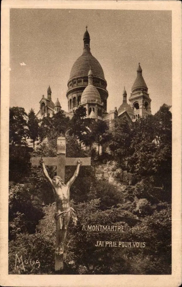 Sacré-Cœur von Montmartre — Statue des gekreuzigten Christus — Verlag Moïna, Nr. 132 - Vorderseite