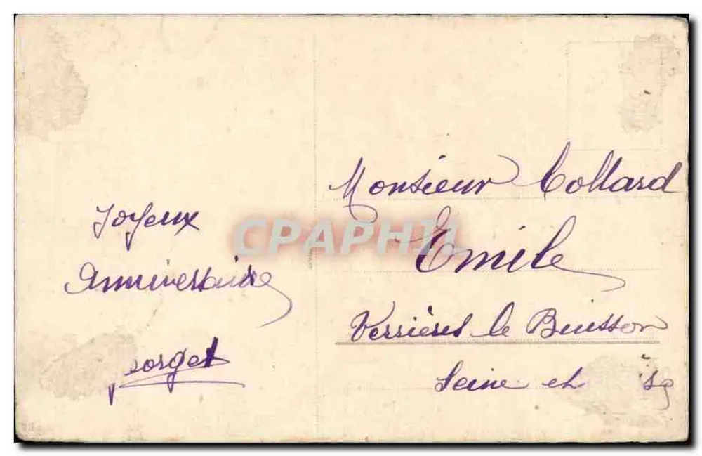 Arranjo de tulipas e violetas — Aniversário — Georges - Verso