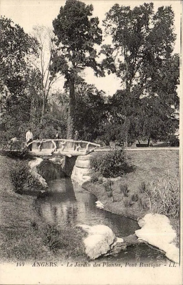 Angers - Der Botanische Garten, Rustikaler Brücke - LL - Vorderseite