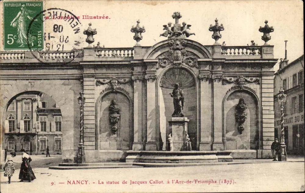 NANCY — A estátua de Jacques Callot, no Arco do Triunfo (1877) — L'Écho de la Loire Illustrée, n°9 - Frente