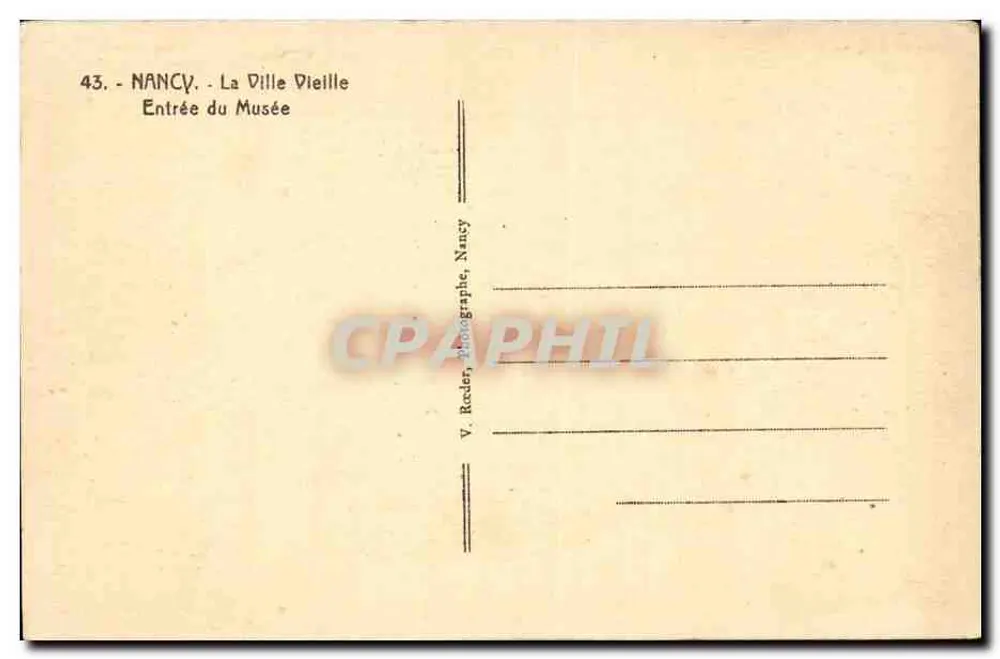 Nancy - A Vila Velha - Entrada do Museu — V. Reder, Nancy - Verso