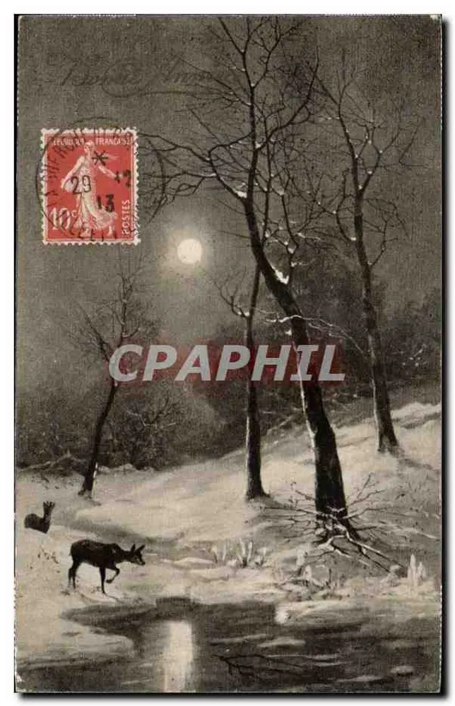 Schneefeld unter dem Mond — H. H. I. W. Serie 1071 — Verlag nicht sichtbar - Vorderseite