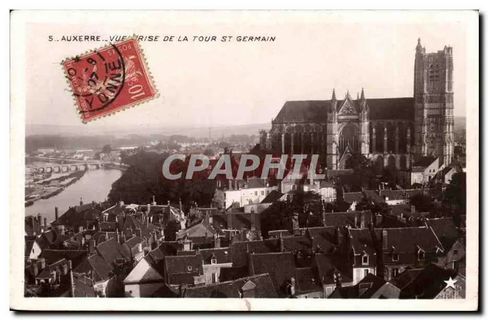 Auxerre — Ansicht vom Turm Saint-Germain — Verlag: En lithographie, Paris - Vorderseite