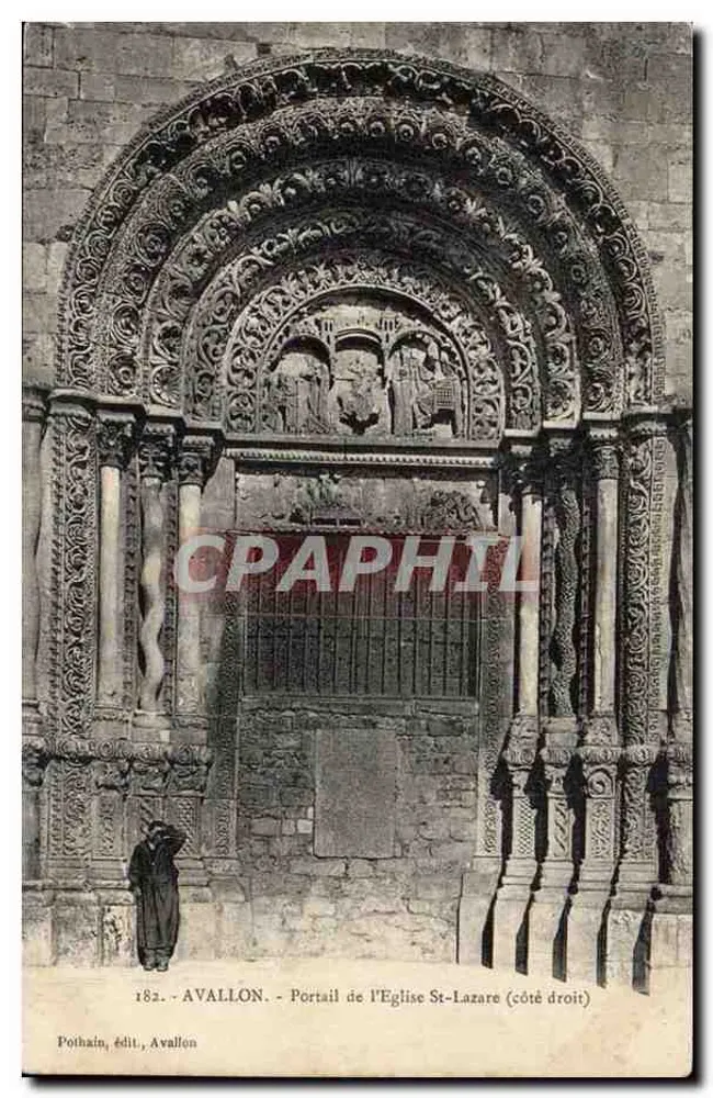 Avallon - Portal der Kirche St-Lazare (rechte Seite) — Pothain, Verlag Avallon, Nr. 182 - Vorderseite