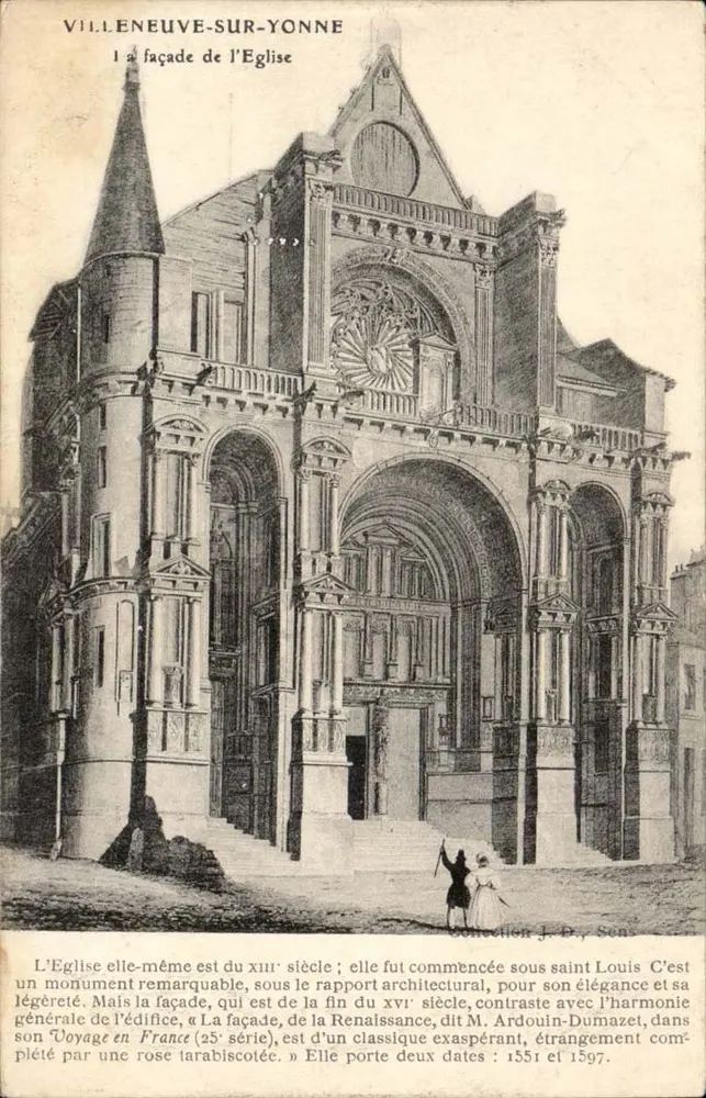 Villeneuve-sur-Yonne — Fassade der Kirche — Sammlung J. D. Sens - Vorderseite