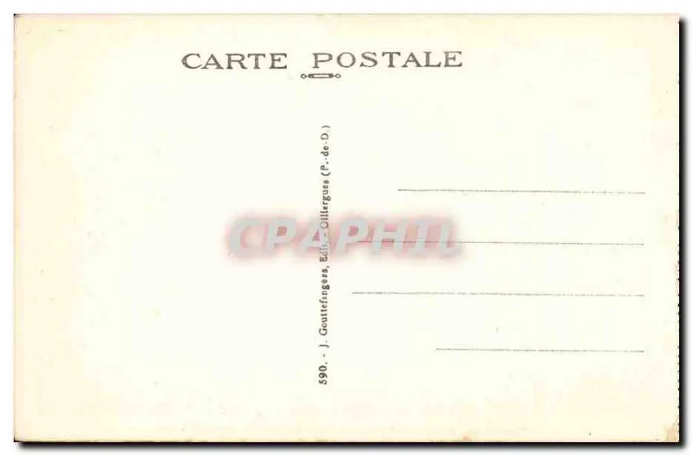 Schafe grasen am Fuße des PUY-de-DOME (Höhe 1465 m) — Auvergne — J. Gouttefanges, Verlag Ollergues (P.-de-D.) - Rückseite