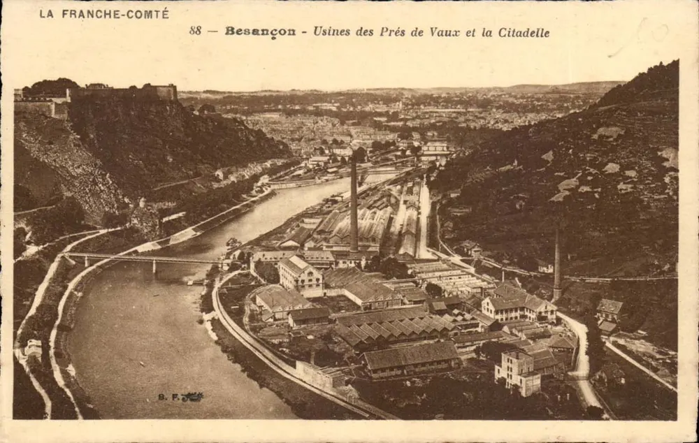 Besançon — Fabriken der Prés de Vaux und die Citadel — Verlag B. F. - Vorderseite