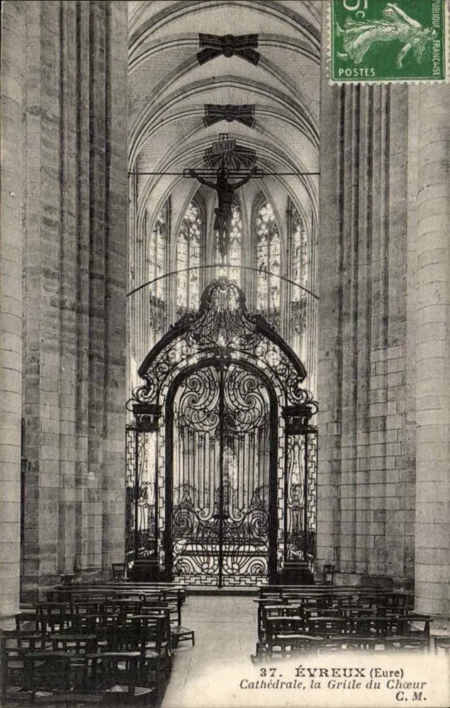 Évreux (Eure) — Catedral, a Grade do Coro — Edição Artística C. M. - Frente