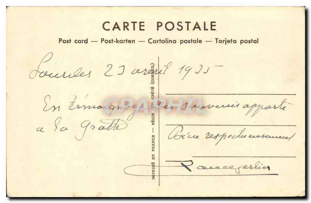 Jubileum van de Verlossing — Triduum van misse in de Grot van Lourdes — Société Liturgique, Parijs - Achterkant