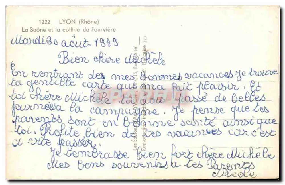 Lyon — A Saône e a colina de Fourvière — J. VON - Verso