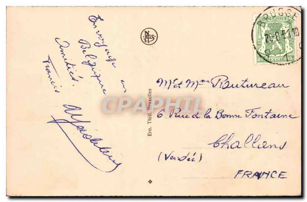 Gand — König Albert Denkmal — Verlag NJS, Seriennummer nicht sichtbar - Rückseite
