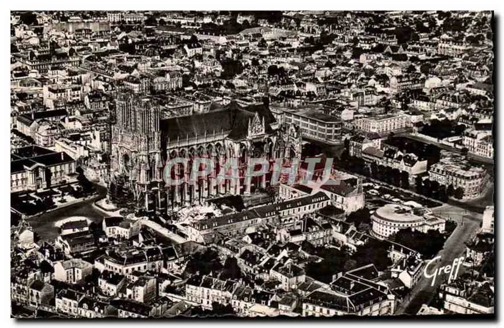 Reims (Marne) — Luftbild: Die Kathedrale, Fassade und südlicher Teil — Edition Greff - Vorderseite
