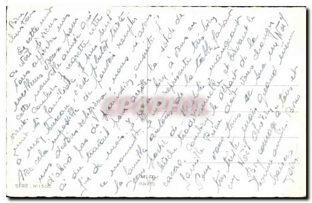 Guten Jahresbeginn — Mimose und Steigbügel — Serie N°1300, Verlag M. D. Paris - Rückseite