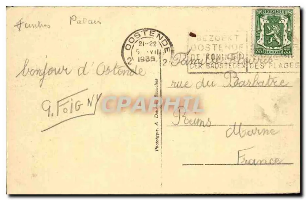Ostende — Palais der Thermalbäder — Verlag BIBLAT n°197 - Rückseite