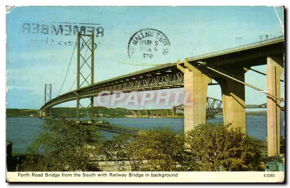 Forth Road Bridge from the South with Railway Bridge in background — E.0283 — E. T. W. DENNIS LTD. - Vorderseite