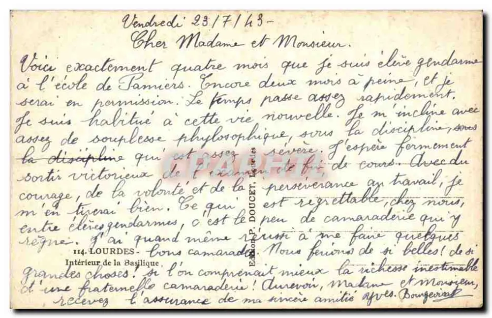 Interior da Basílica — Lourdes — Editor P. Doucet, n°114 - Verso