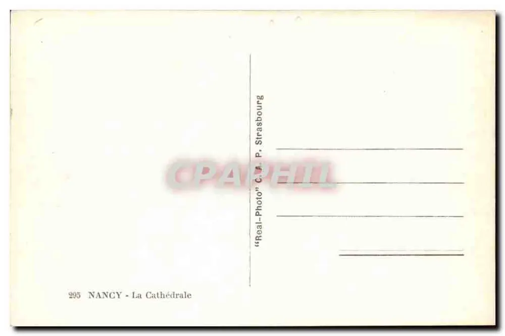 NANCY - A Catedral — editor C.A.P. Strasbourg, n° 205 - Verso