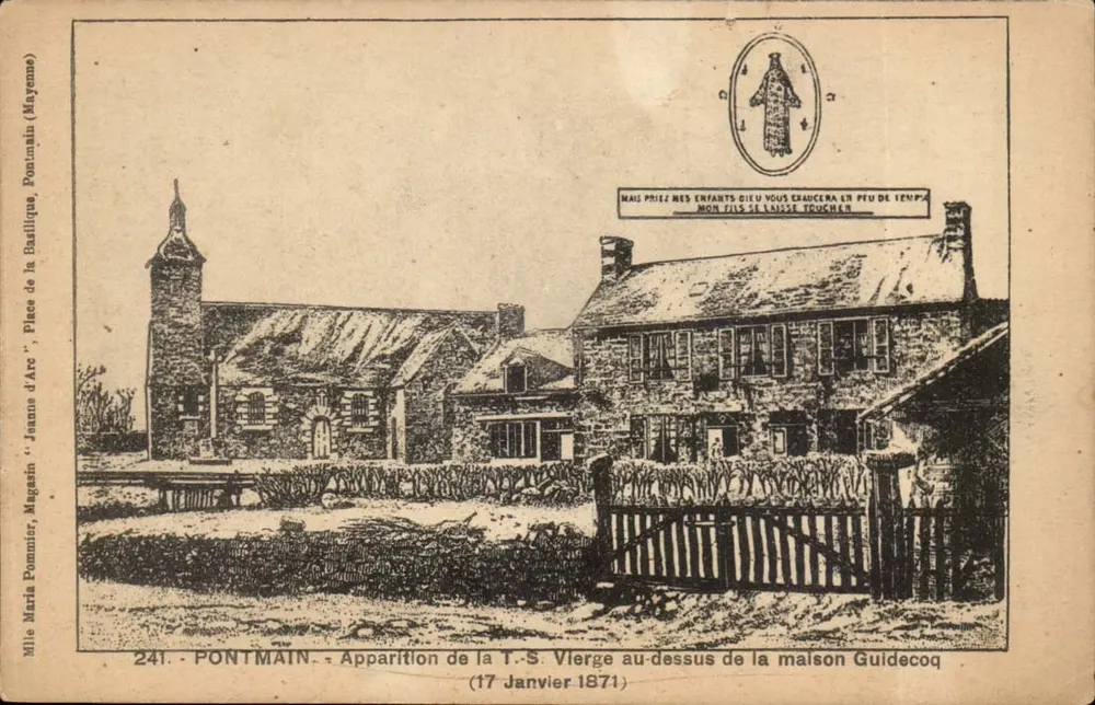 Pontmain (Mayenne) — Erscheinung der T.-S. Jungfrau über dem Haus Guidecoq — Jeanne d'Arc, Basilikaplatz — n°241 - Vorderseite