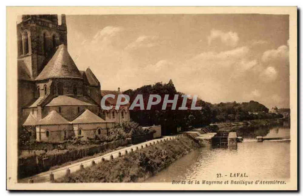 Laval — margens do rio Mayenne e Basílica de Avésnières — G. Arland, editor, Nantes - Frente