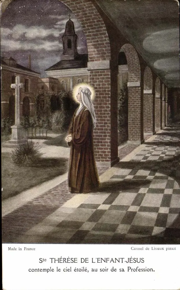 St. Thérèse des Kindes Jesu — blickt auf den sternenhimmel, am Abend ihrer Profession — Carmel de Lisieux pinx. - Vorderseite