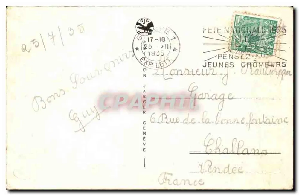 Genf. Pont du Mont-Blanc — Ansicht mit dem Mont-Blanc im Hintergrund — unbekannter Verlag, Nr. 6032 - Rückseite