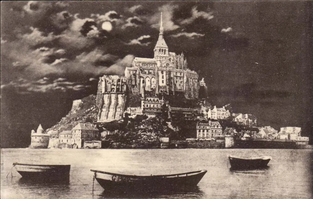 Mont-Saint-Michel — Südwestseite im Mondlicht — Laurent-Nel, n°2954 - Vorderseite