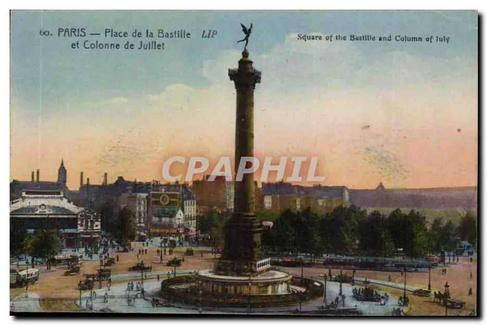 Paris — Place de la Bastille und Säule vom 14. Juli — LES ÉDITIONS ARTISTIQUES - LIP - Vorderseite