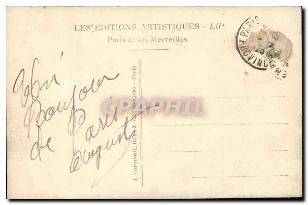 Paris — Place de la Bastille und Säule vom 14. Juli — LES ÉDITIONS ARTISTIQUES - LIP - Rückseite